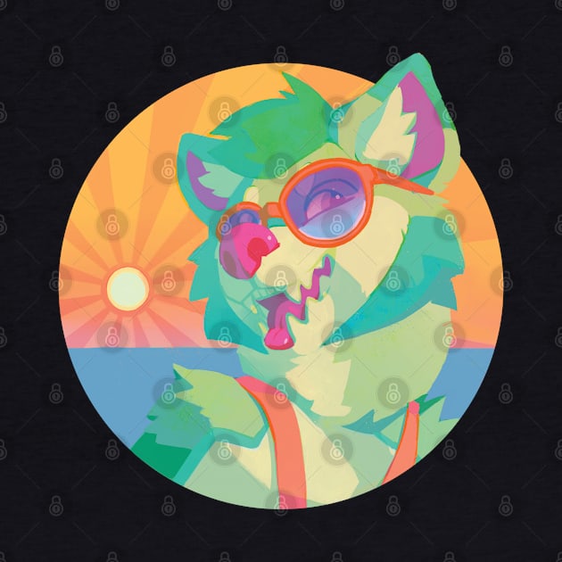 beach b!tch (green furry dog) by revioLATE